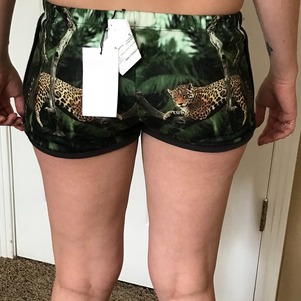 All Things Fabulous Leopard Track Shorts - Picture 2 of 3